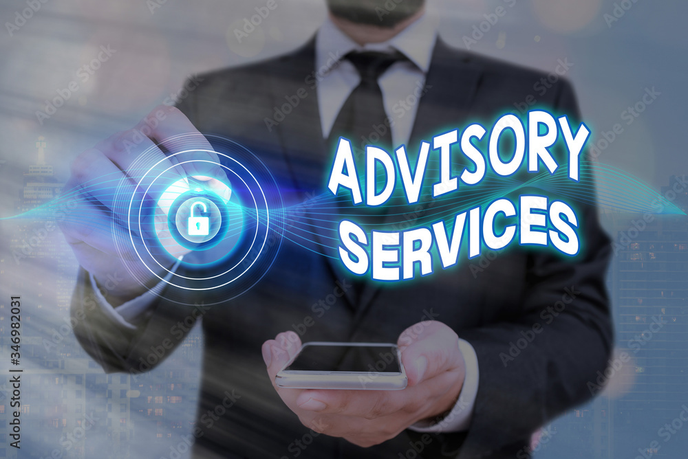 Poster handwriting text advisory services. conceptual photo support actions and overcome weaknesses in spec