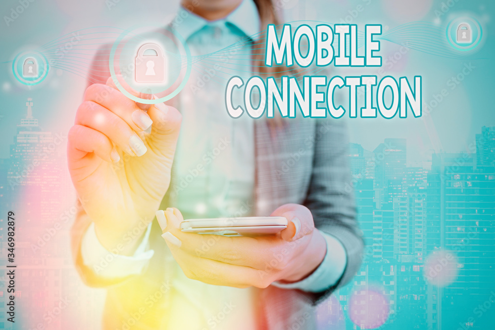 Poster conceptual hand writing showing mobile connection. concept meaning secure universal login solution u