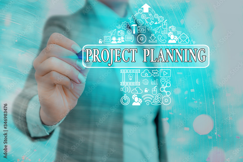 Aufkleber writing note showing project planning. business concept for schedules such as gantt charts to plan r