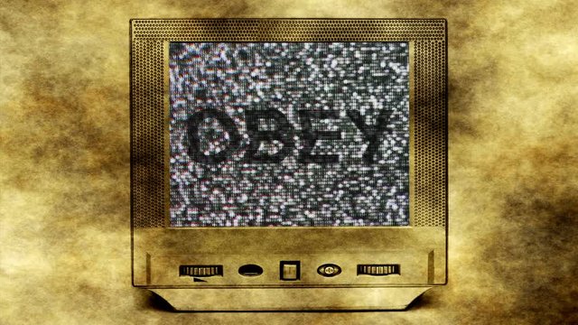 Obey concept  on vintage tv set
