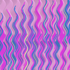 3d render vertical colored lines on pink wave backdrop. Abstract template design