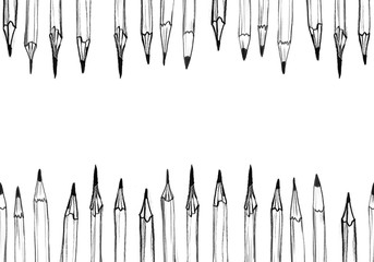 seamless border with black pencils. frame for text or other design