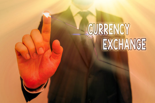 Word writing text Currency Exchange. Business photo showcasing Process of changing one currency into another ForEx