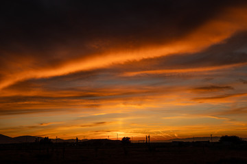 sunset over the town