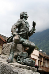 Naklejka premium Famous mountaineer and scientist Dr Gabriel Paccard Statue in Chamonix, French Alps, France.