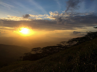 sunset in the mountains that looks like a scene from Lion King 