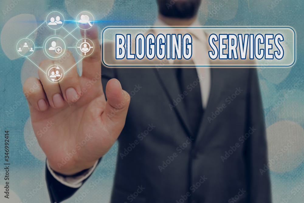 Poster conceptual hand writing showing blogging services. concept meaning social networking facility inform