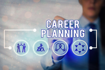 Writing note showing Career Planning. Business concept for A list of goals and the actions you can...