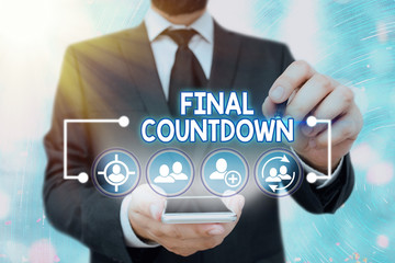 Handwriting text Final Countdown. Conceptual photo Last moment of any work having no posibility of...