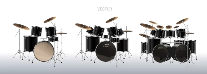 Fotobehang Realistic drum kit. Set of Drums. Vector. © Rafael