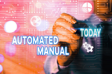 Word writing text Automated Manual. Business photo showcasing as trigger shift and it can switch...