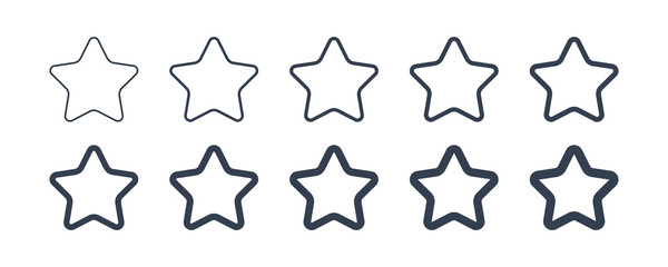 Set Of Star Icons Star Logo. Linear Rounded Style isolated on White Background. Flat Vector Icon Design Template Elements.