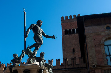 Italy, Bologna: the Neptune fountain after restoration