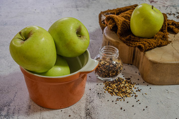 Green apples at home