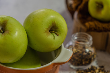 Green apples at home