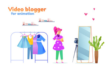 Vector young girl fashion blogger outfit stylist