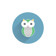 owl colorful flat icon with long shadow. owl bird flat icon