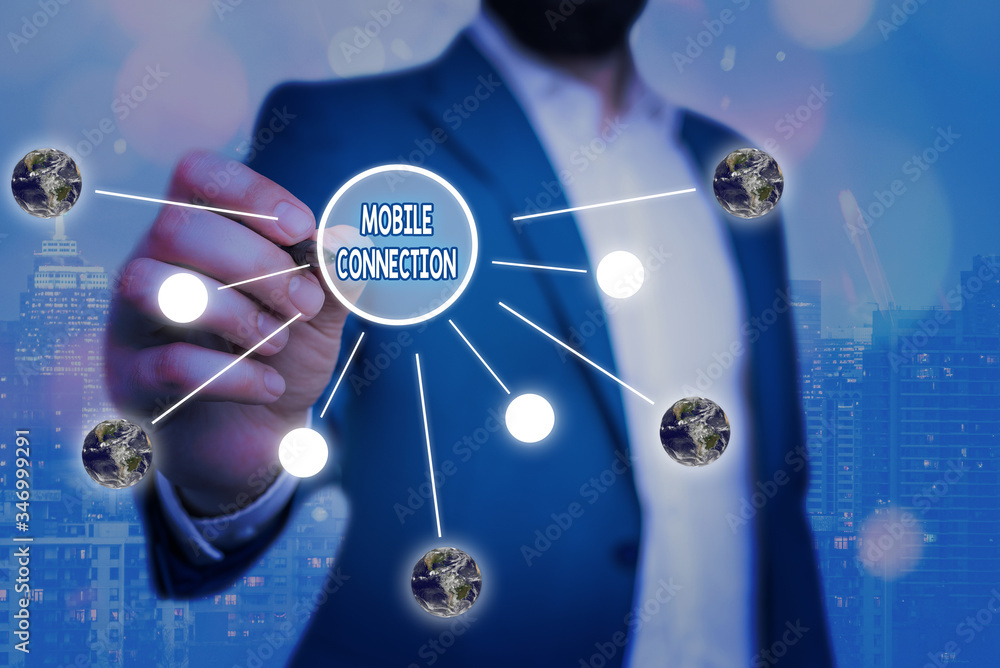 Poster conceptual hand writing showing mobile connection. concept meaning secure universal login solution u
