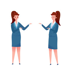 Vector cute business woman in suit set