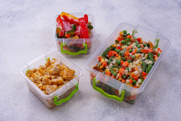 Set of various frozen vegetables