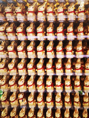 thousands of chocolate oster rabbits
