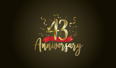 Anniversary celebration background. with the 43rd number in gold and with the words golden anniversary celebration.