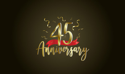 Anniversary celebration background. with the 45th number in gold and with the words golden anniversary celebration.