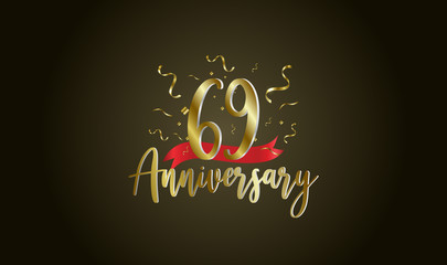 Anniversary celebration background. with the 69th number in gold and with the words golden anniversary celebration.