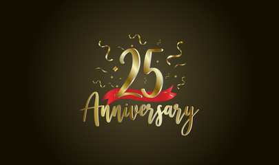 Anniversary celebration background. with the 25th number in gold and with the words golden anniversary celebration.