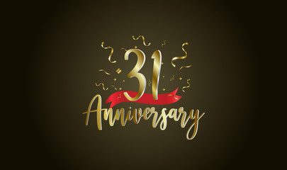 Anniversary celebration background. with the 31st number in gold and with the words golden anniversary celebration.