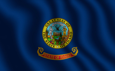 Image of the waving flag American state Idaho (3D rendering)