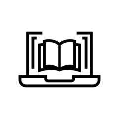 ebook icon, electronic education, online learning  icon in linear style on white background