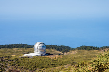 Space observatories on the top of the El Roque de los Muchachos mountain on La Palma