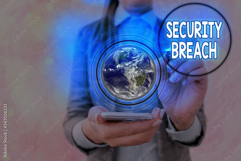Poster writing note showing security breach. business concept for incident that results in unauthorized acc