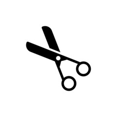 Scissors icon vector in black flat design on white background