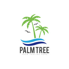 Fototapeta na wymiar Palm Tree Logo Icon Design Illustration