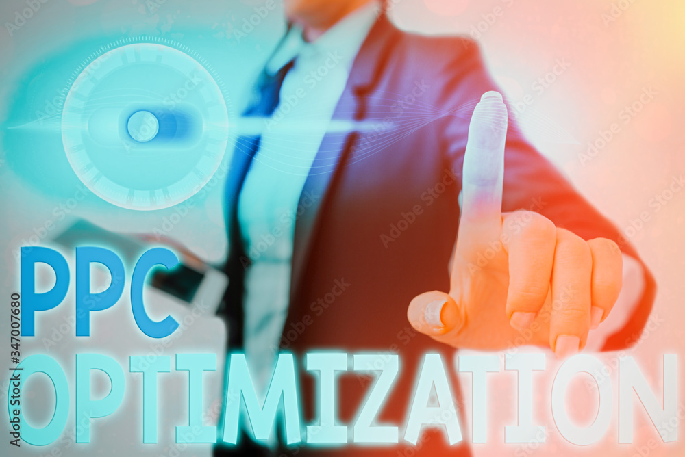 Poster conceptual hand writing showing ppc optimization. concept meaning enhancement of search engine platf
