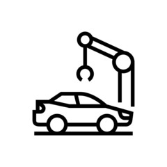 vector car motor maintenance illustration, car repair symbol, garage concept icon in linear style on white background