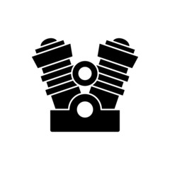 vector Car Engine illustration symbol, vehicle automobile part icon in black flat design on white background
