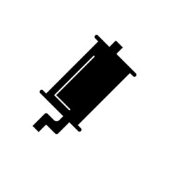 car exhaust pipe illustration, exhaust symbol in black flat design on white background