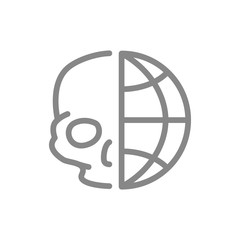 Human skull with planet line icon. Day of the Dead, Skull World Day symbol