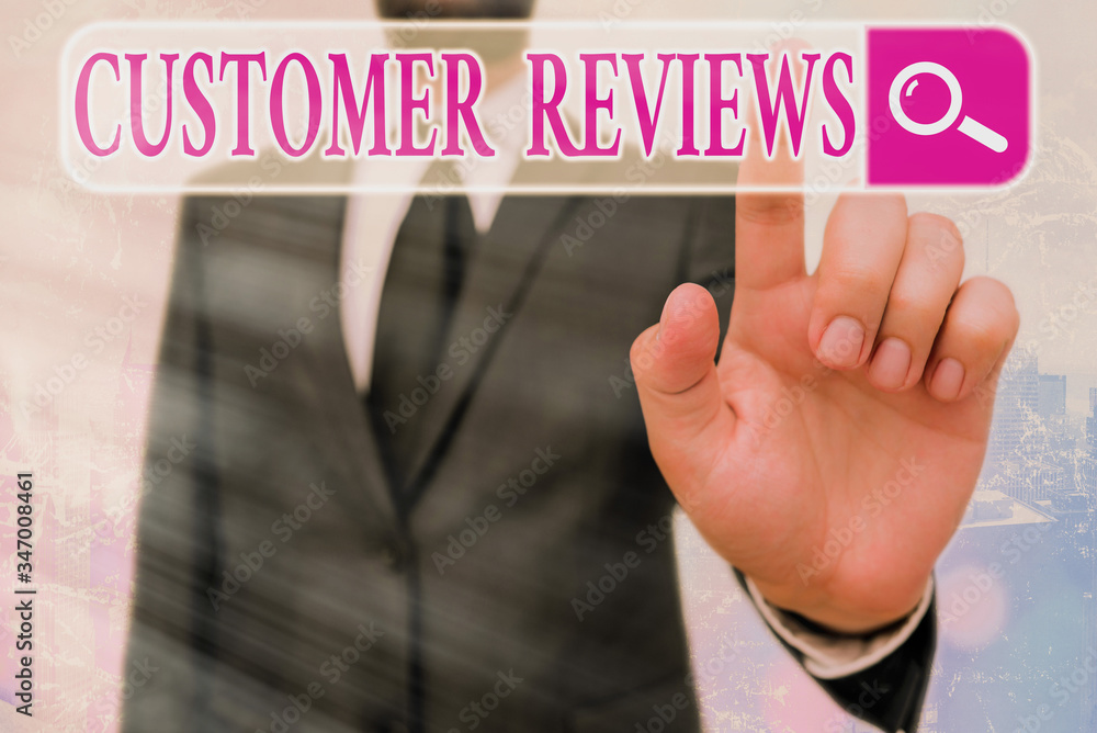 Poster writing note showing customer reviews. business concept for review of product or service made by cli