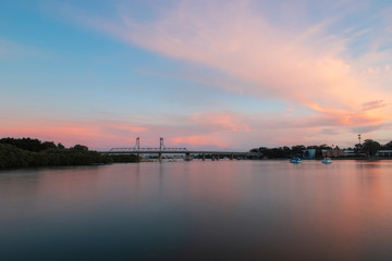 Fototapeta na wymiar Sunset view at Parramatta River around Ryde area, Sydney, Australia.