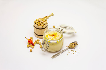 Hummus isolated on white background