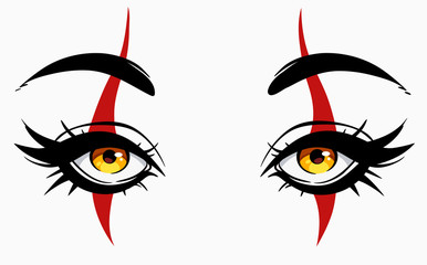human eyes with clown makeup