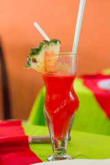 Cocktail on a green tablecloth in cafe Thailand