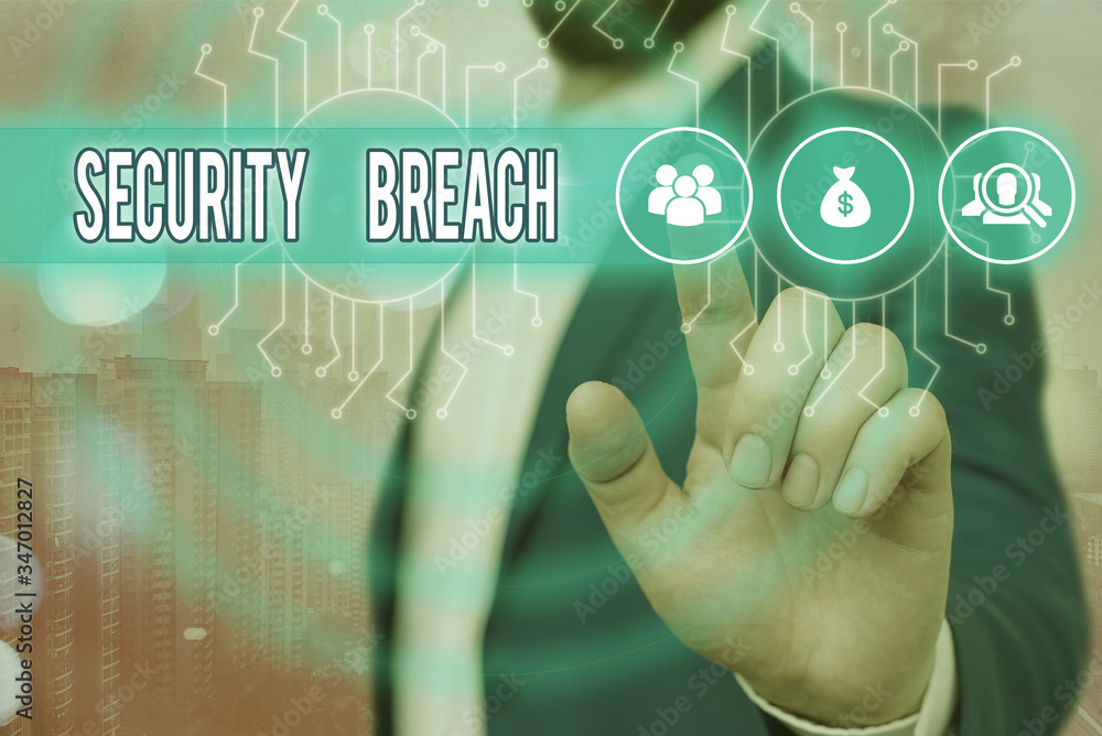 Poster conceptual hand writing showing security breach. concept meaning incident that results in unauthoriz