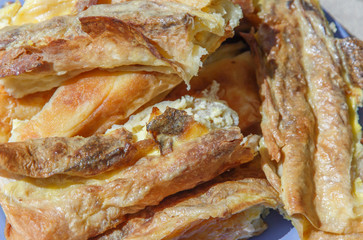  pieces of moldavian vertuta with cottage cheese close-up