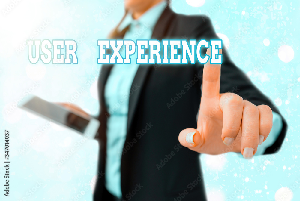 Poster writing note showing user experience. business concept for using website especially in terms how ple