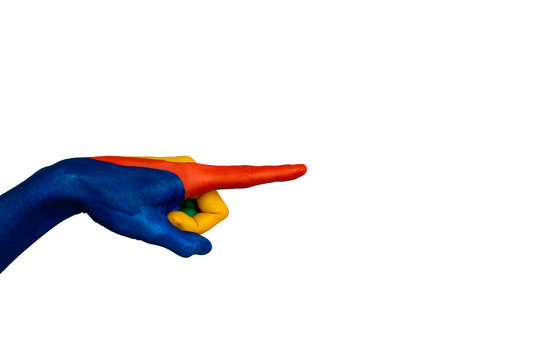 Colorful pointing hand